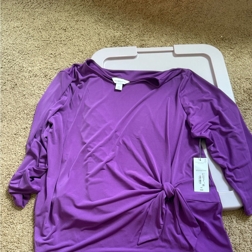 Liz Claiborne Vibrant Purple Blouse with Side Knot